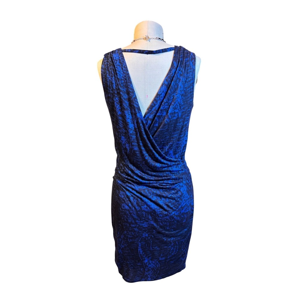 Draped Open Back Ruched Helmut Lang Sheath Dress 4 Blue Black - Picture 4 of 7